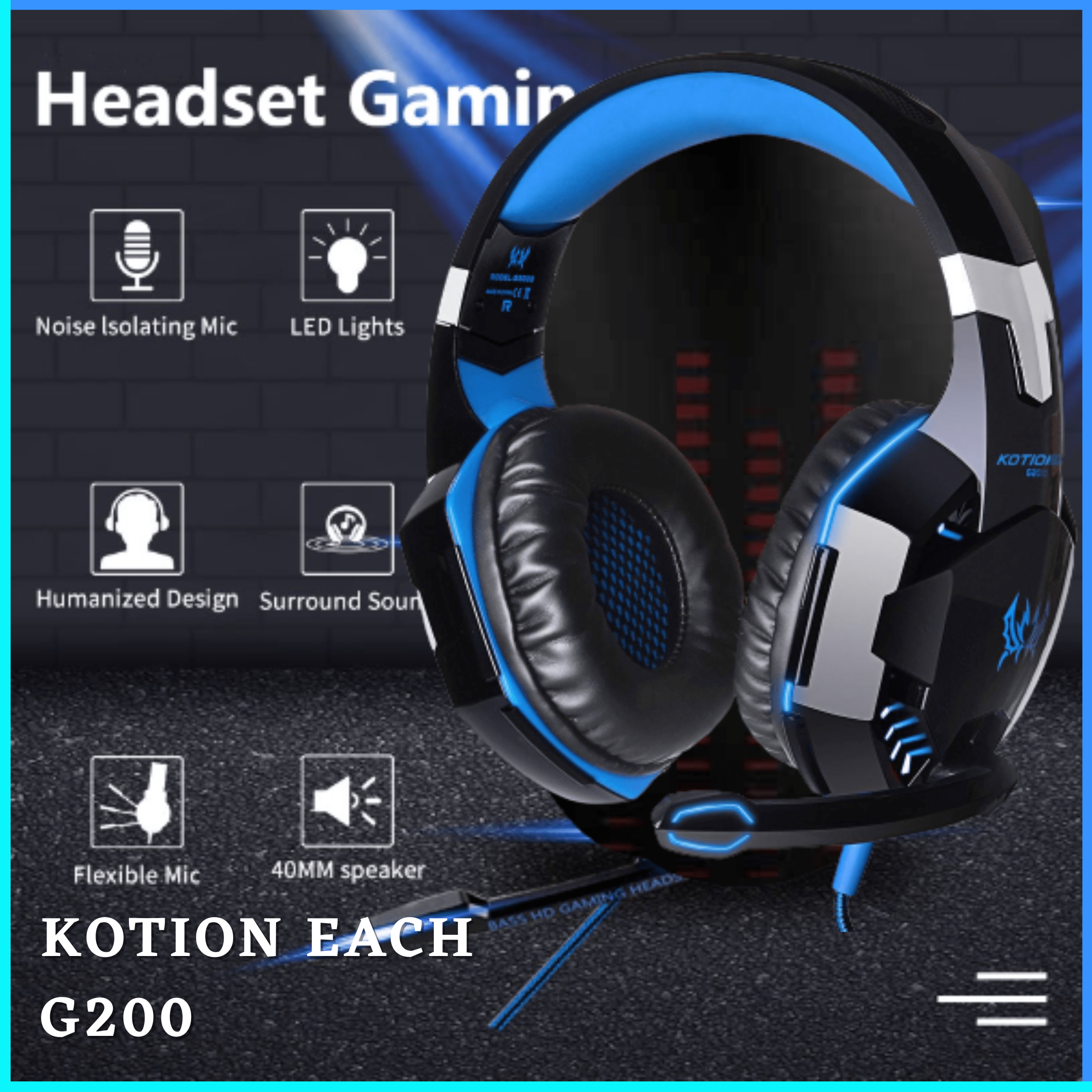 COD Kotion Each G2000 Gaming Headset Super Bass with LED Light