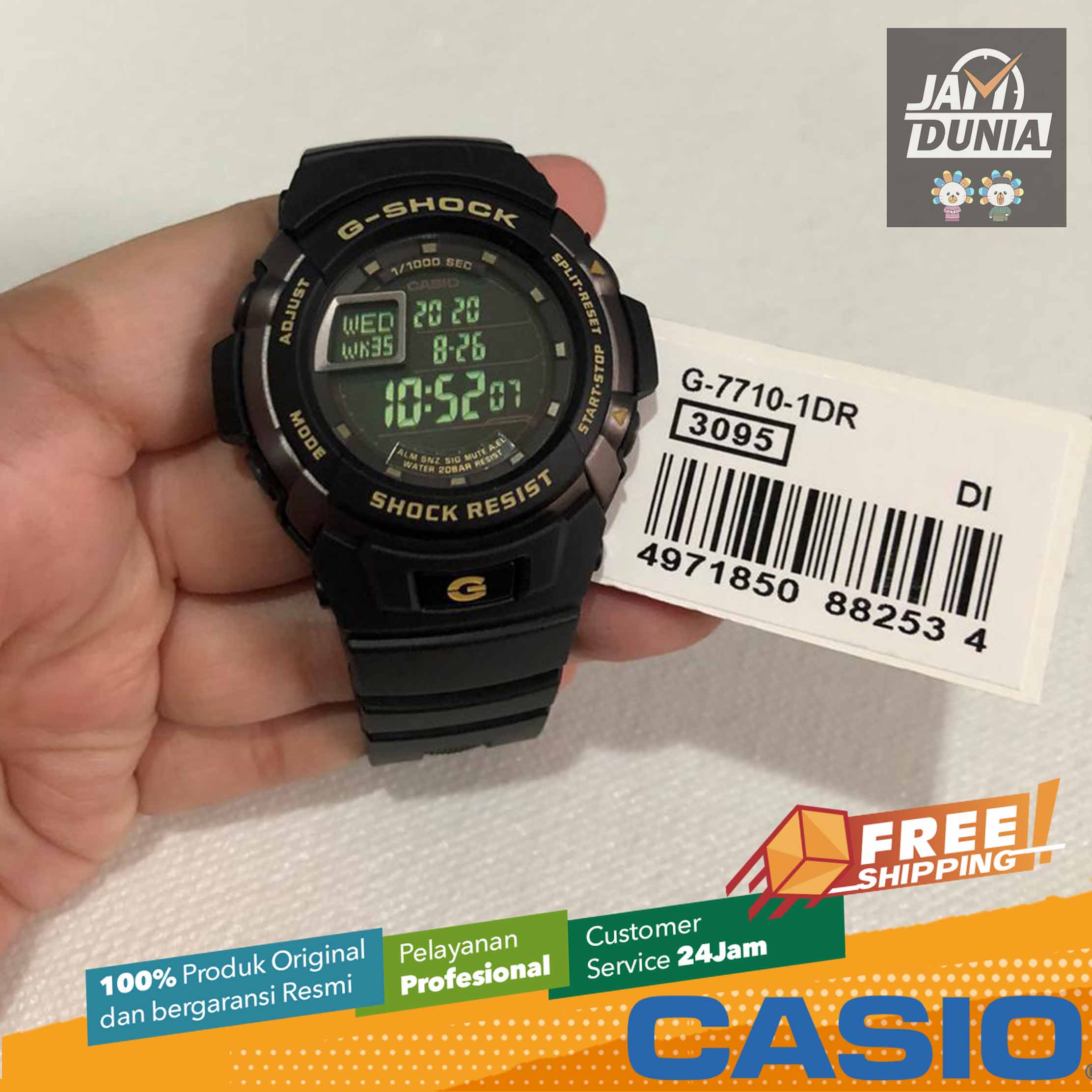 CASIO ORIGINAL - CASIO G-Shock G - G-7710-1 - MEN - Hitam - Strap Resin -  Jam dunia JD17 # Jam Tangan Pria Cowok Anti Air G SHOCK GSHOCK GSHOK SOK  DIGITAL