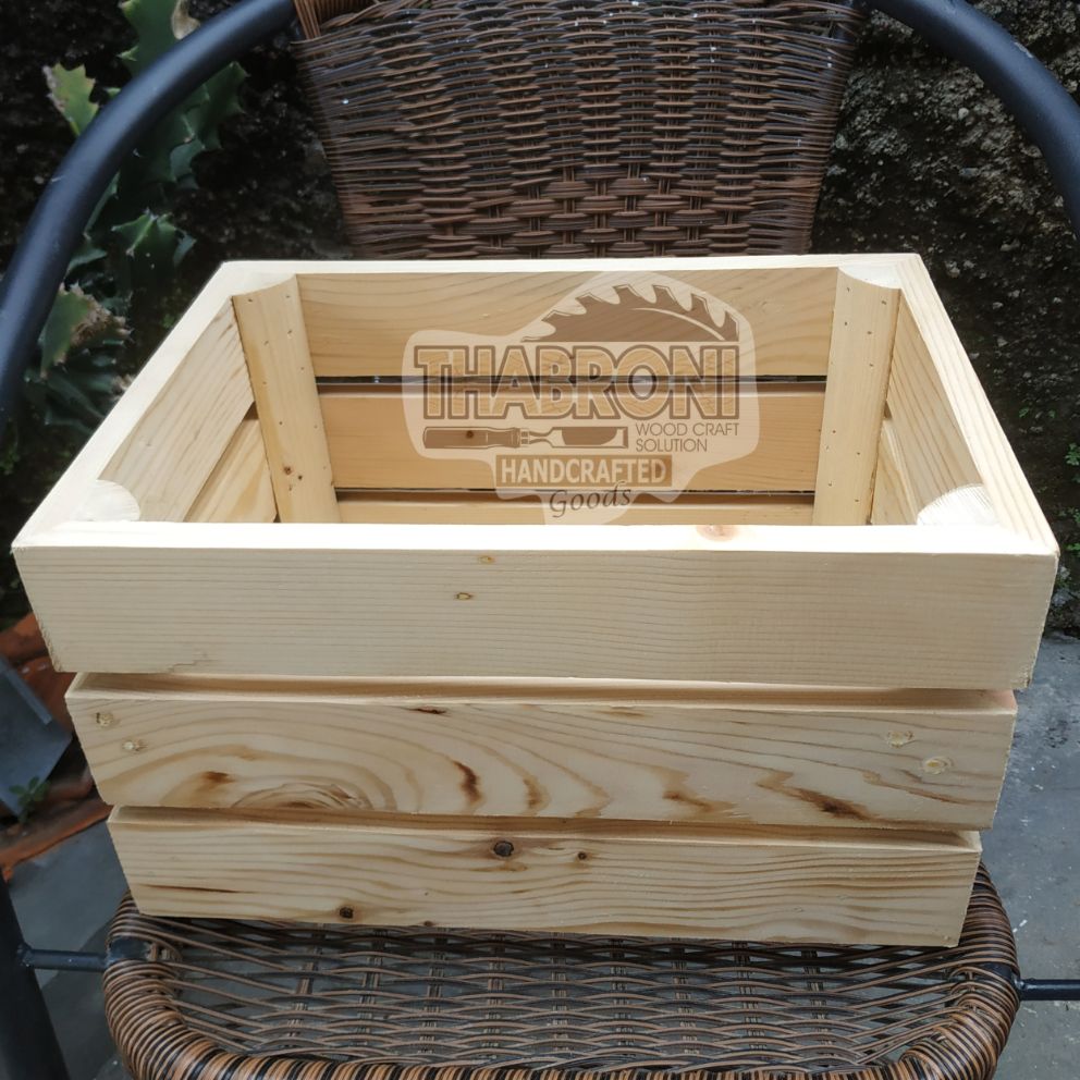 NATURAL KAYU WOODEN CRATE 35X25X20 WOOD BOX PETI KAYU KOTAK KAYU