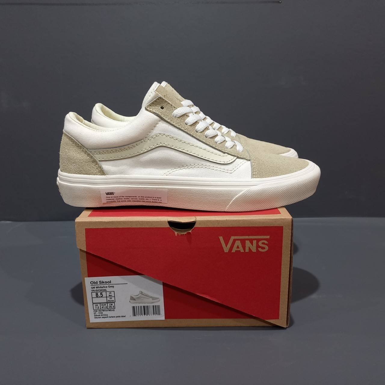 SEPATU VANS OLD SKOOL OFF WHITE ICE GREY PREMIUM BNIB WAFLE DT