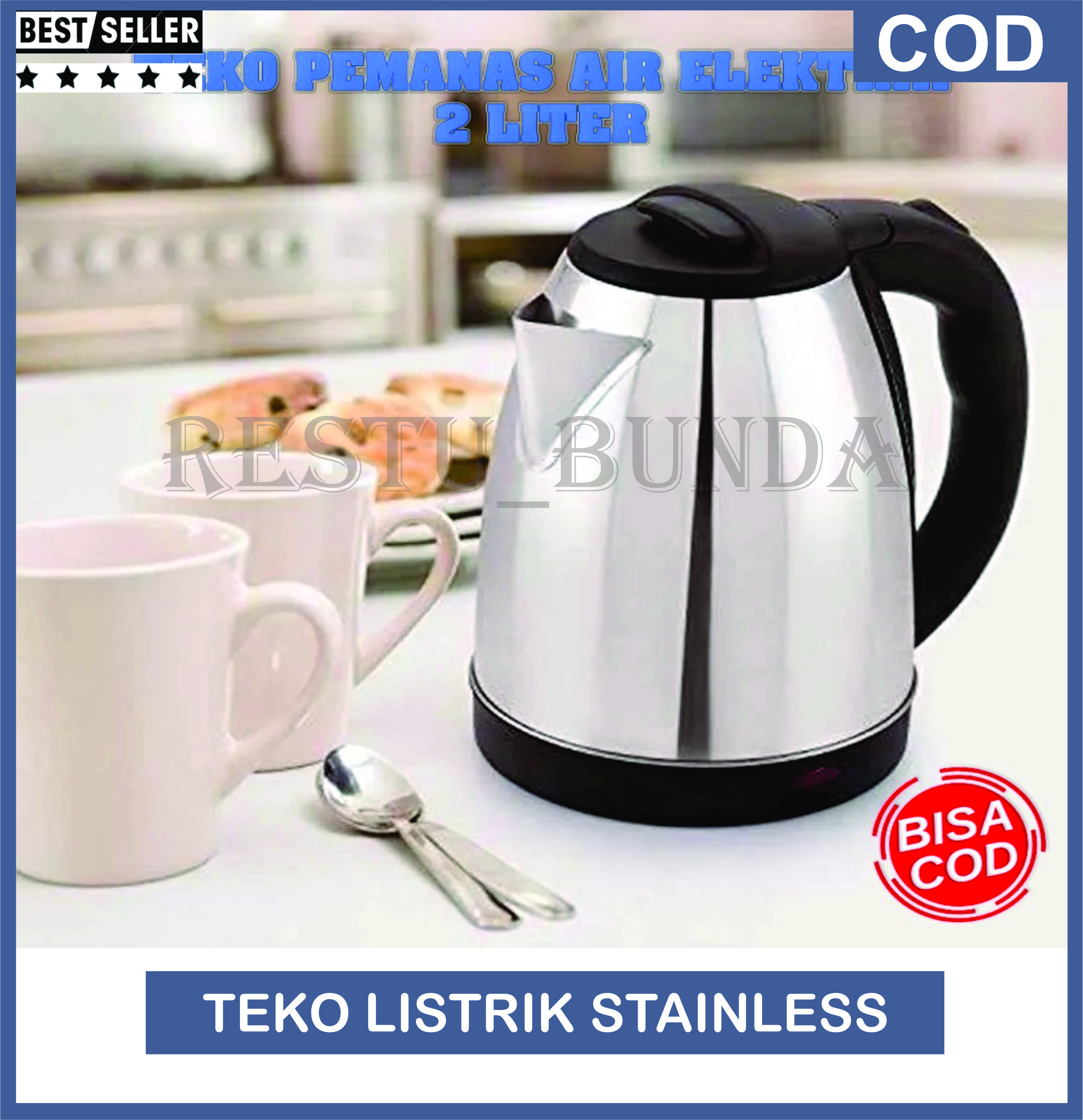 TEKO LISTRIK [RENDAH WATT PACKING BUBBLE] PEMANAS AIR KETTLE LISTRIK