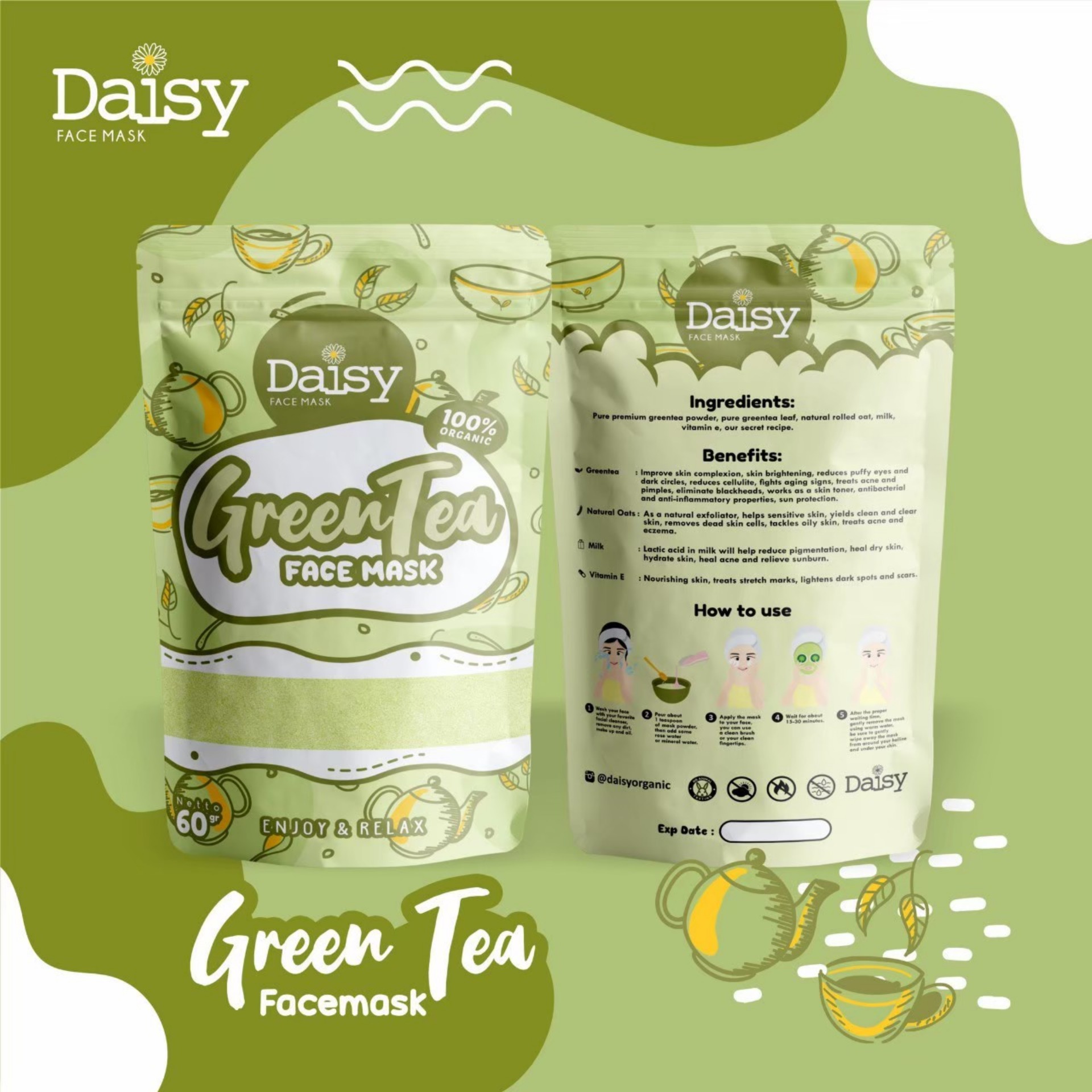 daisy face mask green tea