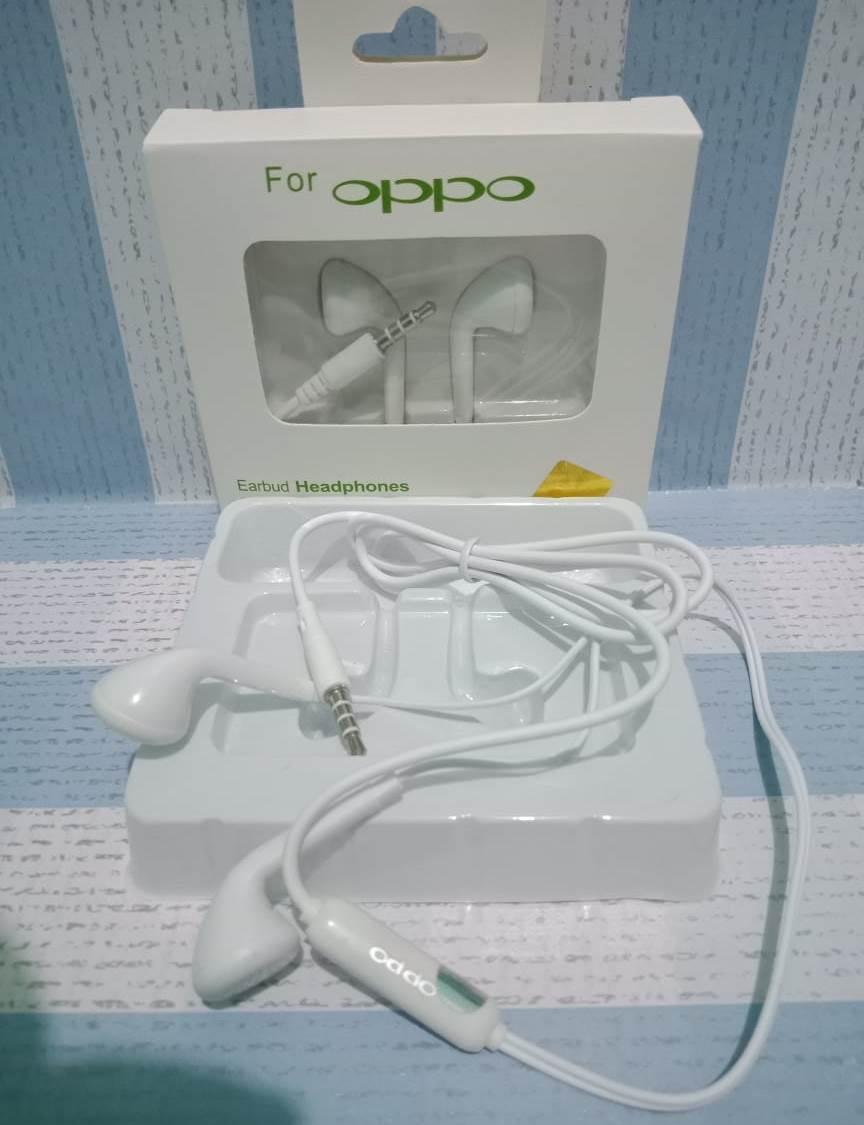 Headset Oppo ORIGINAL / Hedset / Headset / Hansfree / Hanspree / Handset / Hedseat / Hedseat / Oppo For All Type HD Audio Jack 3.5mm-putih - ARS