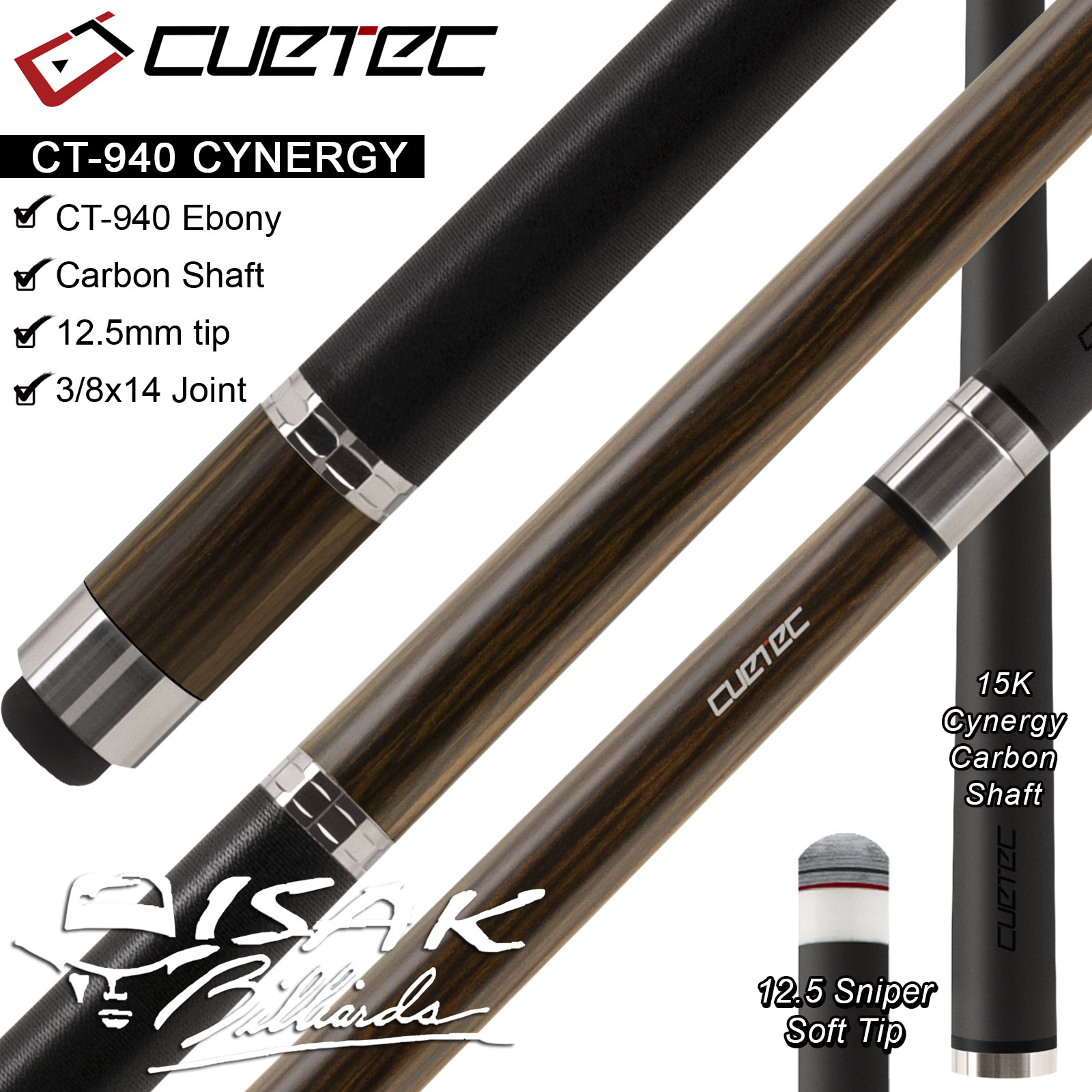 Cuetec Cynergy Svb Carbon Shaft Ebony Shane Van Boening Cue Stick