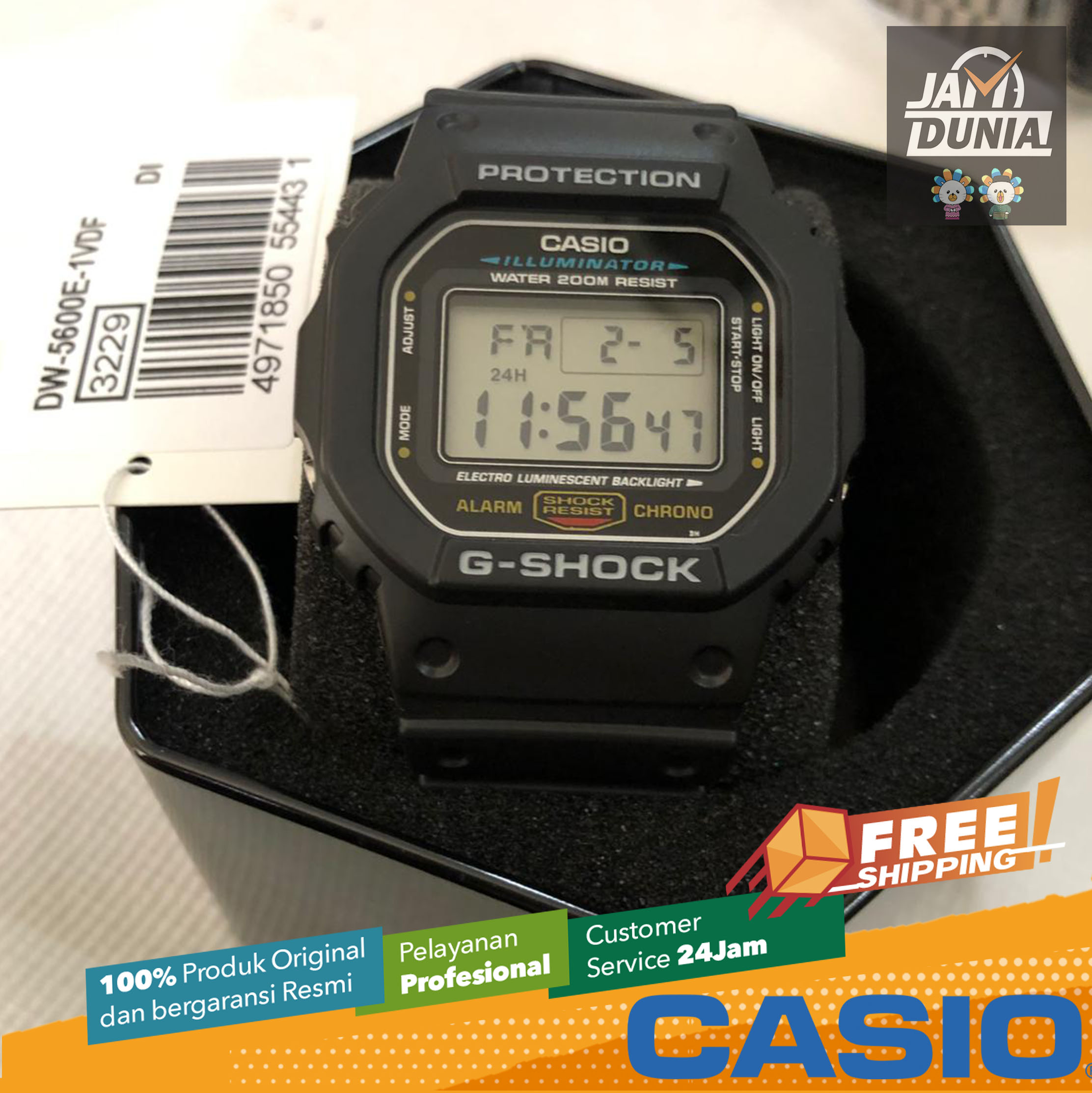 CASIO ORIGINAL - CASIO G-SHOCK - DW-5600E-1VQ - MEN - Strap Rubber - Jam  dunia JD18 # Jam Tangan Pria Cowok Anti Air G SHOCK GSHOCK GSHOK SOK  DIGITAL Analog + CASIO