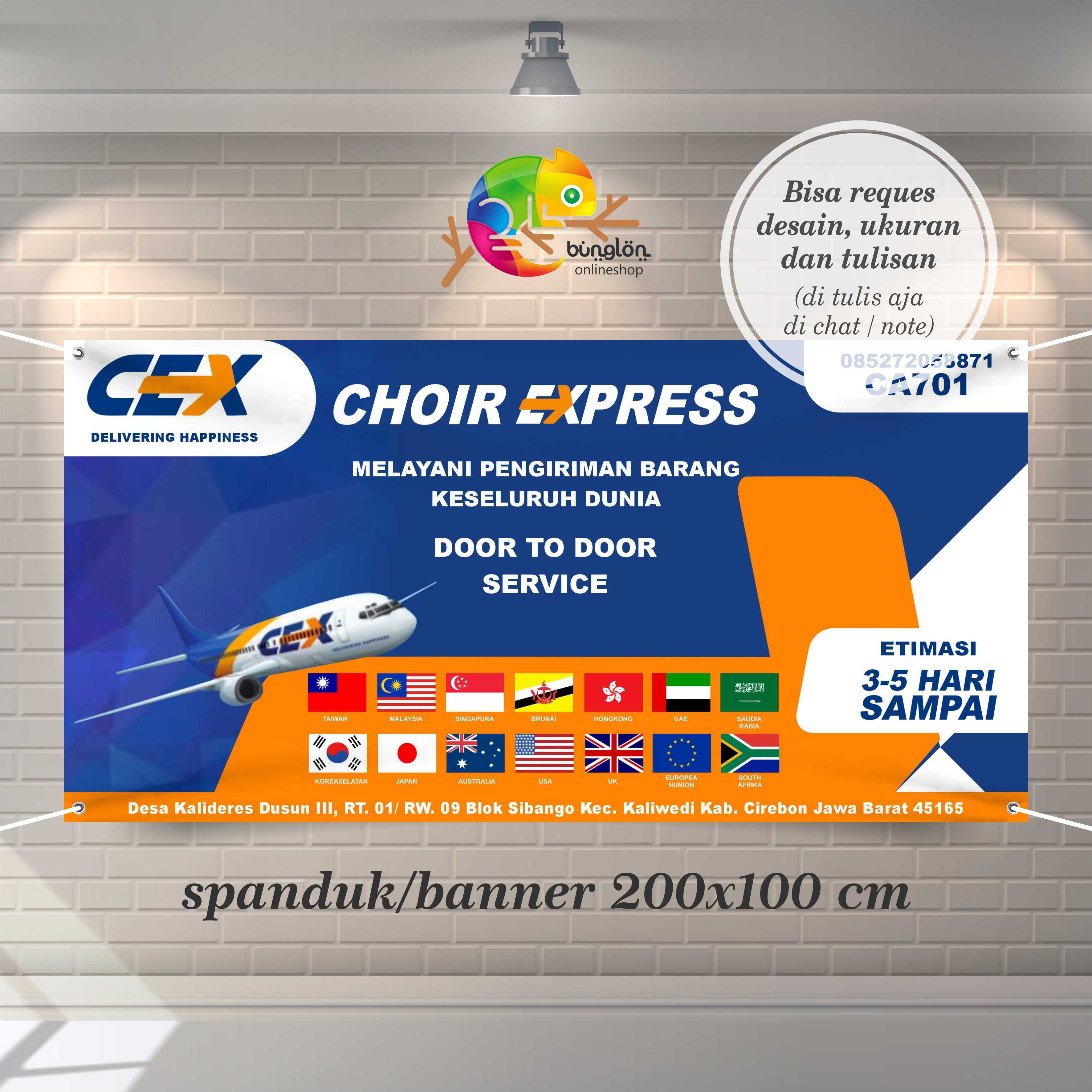 Spanduk Banner 200x100Cm Ekspedisi Choir Express, JNE, Si Cepat, Sicepat, Sinar, J&T, POS, Ninja