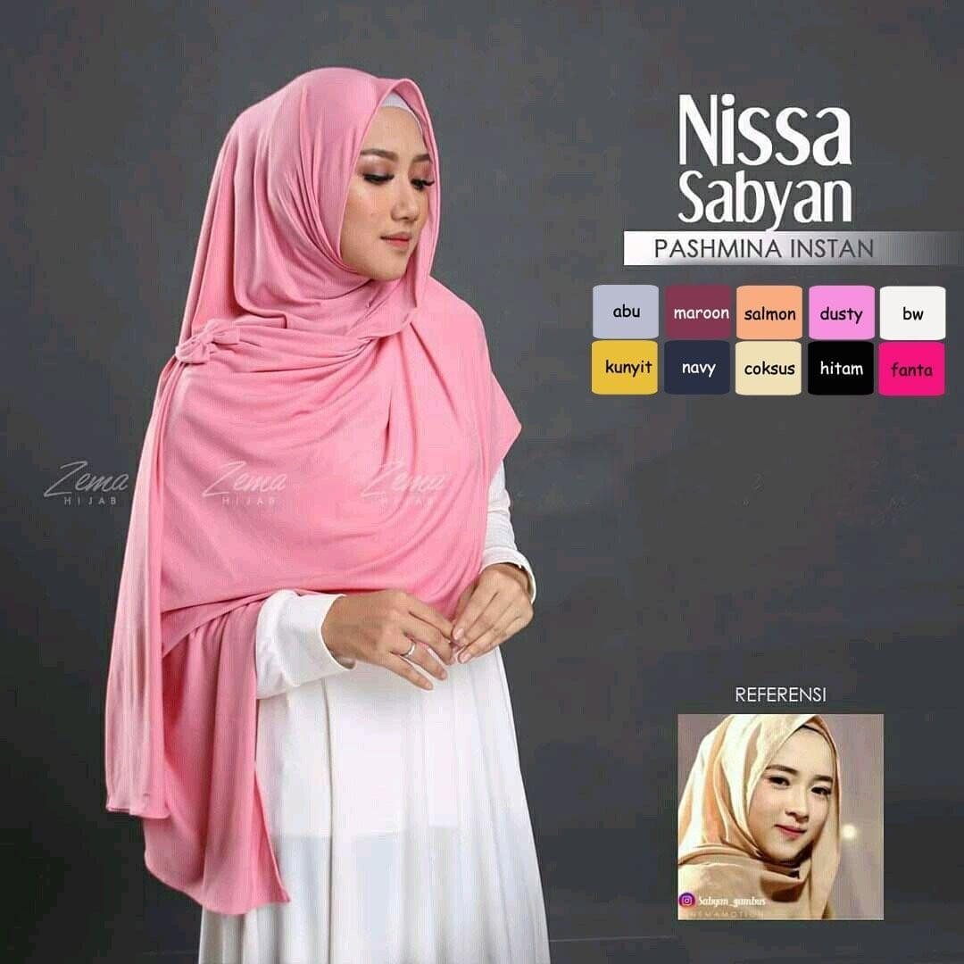 New Nisa Sabyan Pashmina Instan Khimar Jumbo/ Khimar Polos/ Jilbab Khimar Pet/ Sifon Crepe