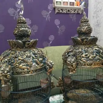 Sangkar Perkutut Ukir Bali Membeli Jualan Online Makanan Kering