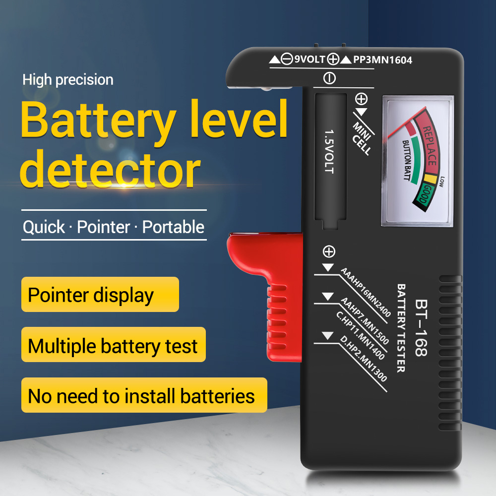 Bt168 universal digital battery capacity tester lcd for 9v 1.5v aa aaa cell c d batteries