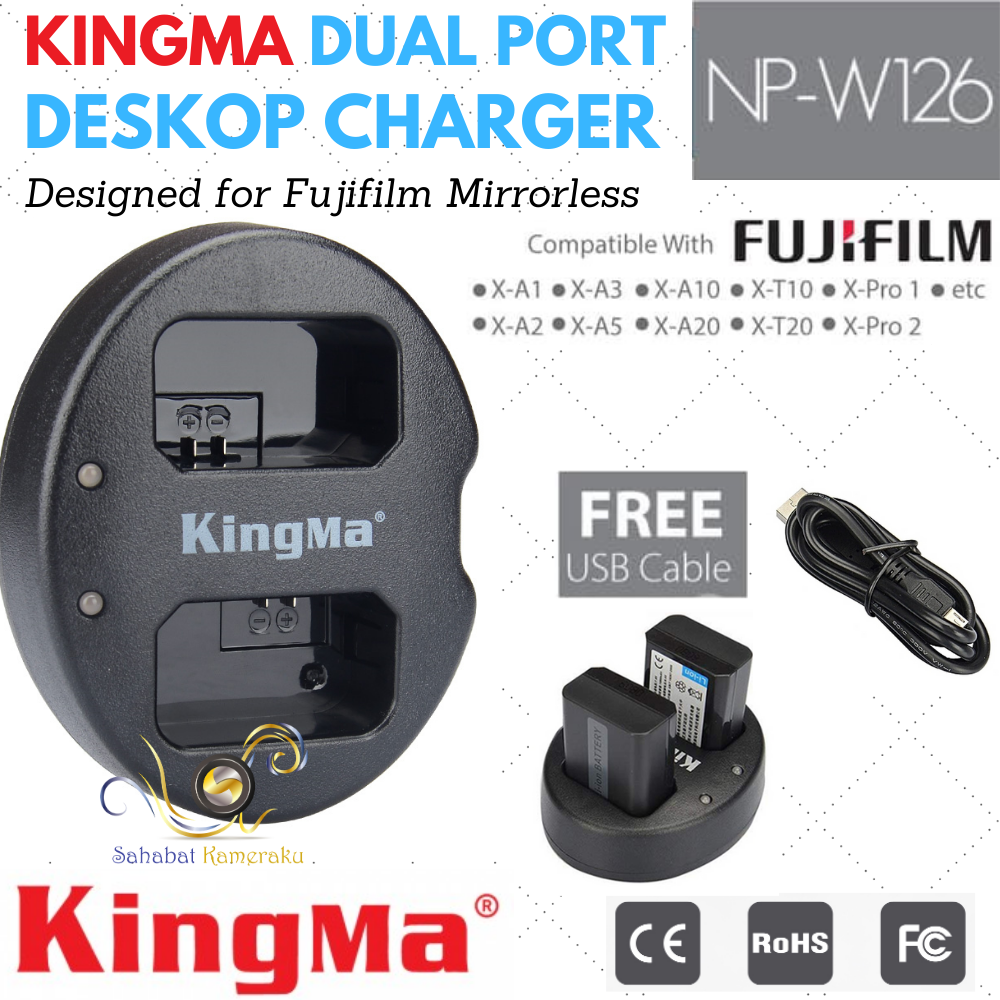 Charger KINGMA NP-W126 for fujifilm XA3 XA5 XA10 XT10 XT20 XT100