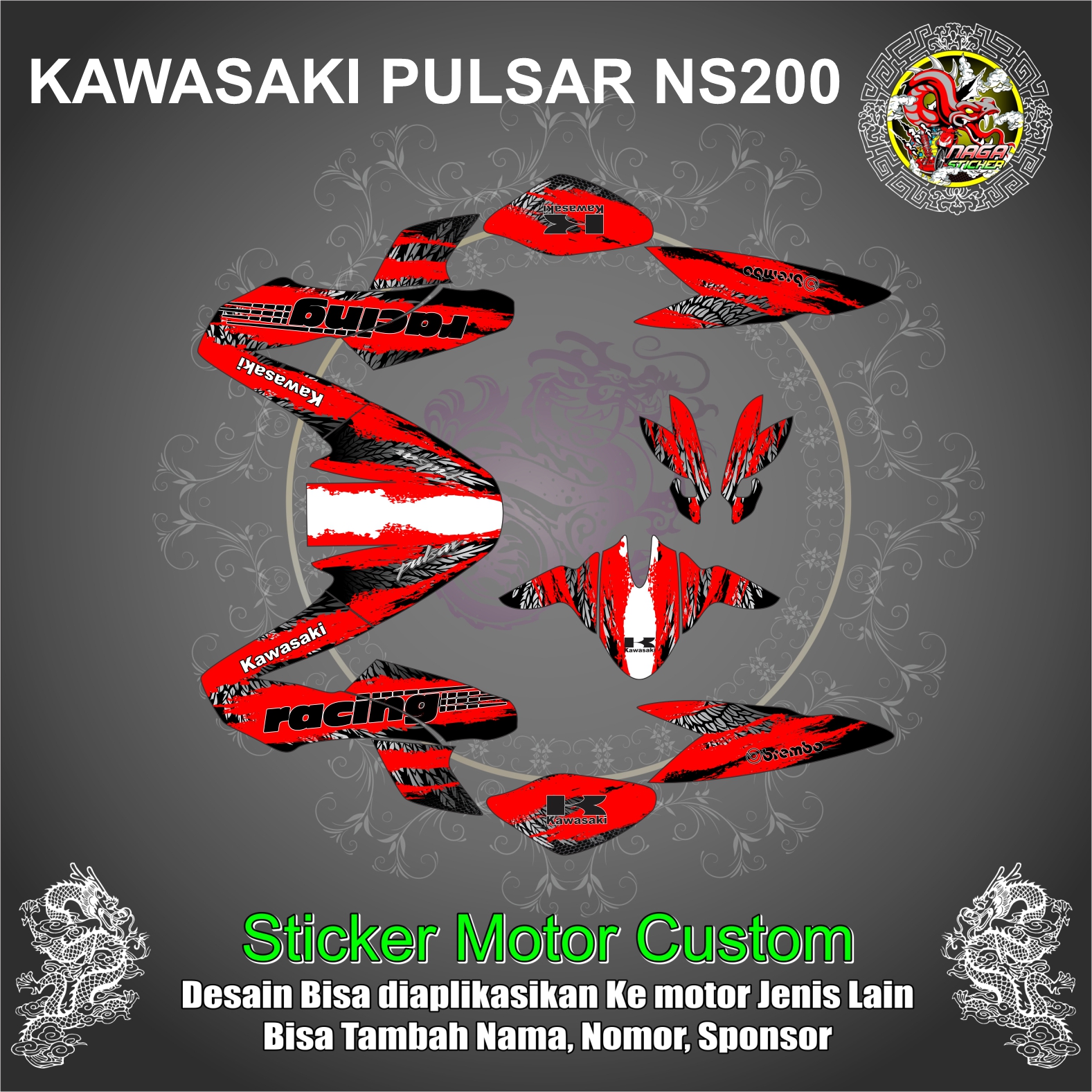 DECAL STICKER KAWASAKI PULSAR NS200 