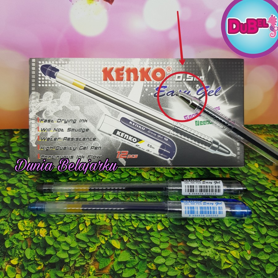 Pulpen Kenko / Pulpen Kenko Easy Gell 0.5mm / Hitam / Biru / 1 Box Isi ...