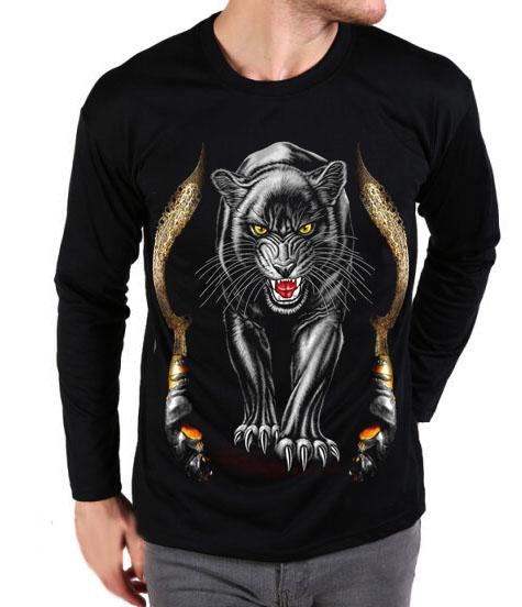 Berton Store Kaos Pria Lengan Panjang Macan Panther Hitam / Kaos T-Shirt Pria / Kaos Pria Terbaru / Kaos Pria Keren / Baju Pria / Kaos Pria Distro Bandung