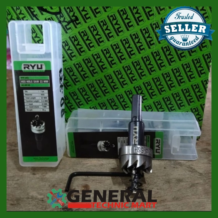 RYU HSS HOLE SAW 22MM mata bor pelubang multi fungsi besi kayu