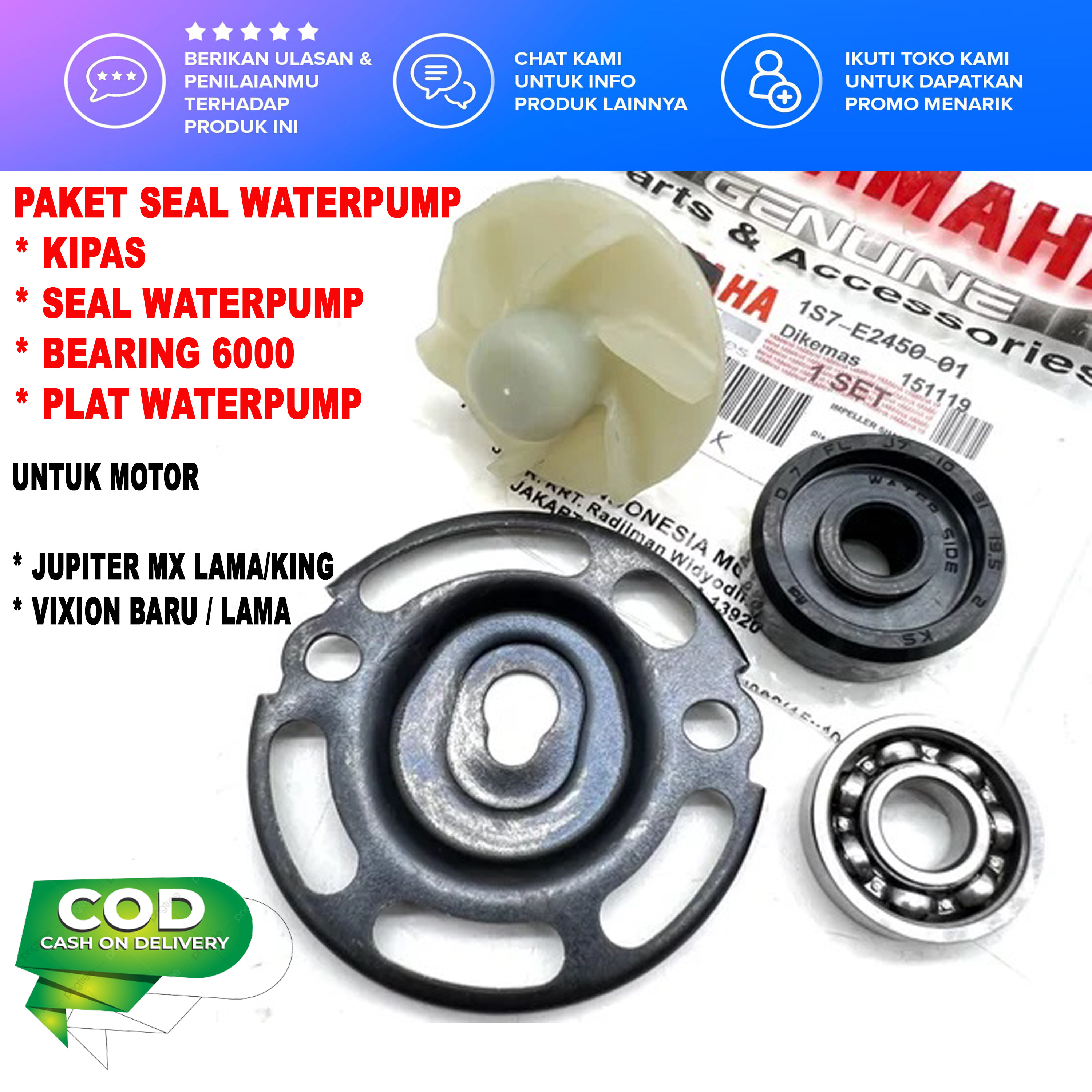 Kipas Radiator Yamaha Vixion Old Seal Water Pump Mx 135 Bering Plat Impeller Jupiter Mx Lama R15