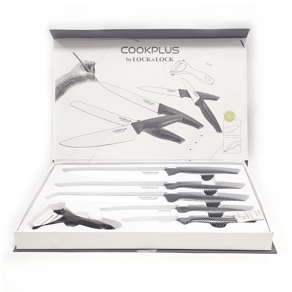 LocknLock Knife Set Cookplus 6PCS CKK101S01BLK Lazada Indonesia