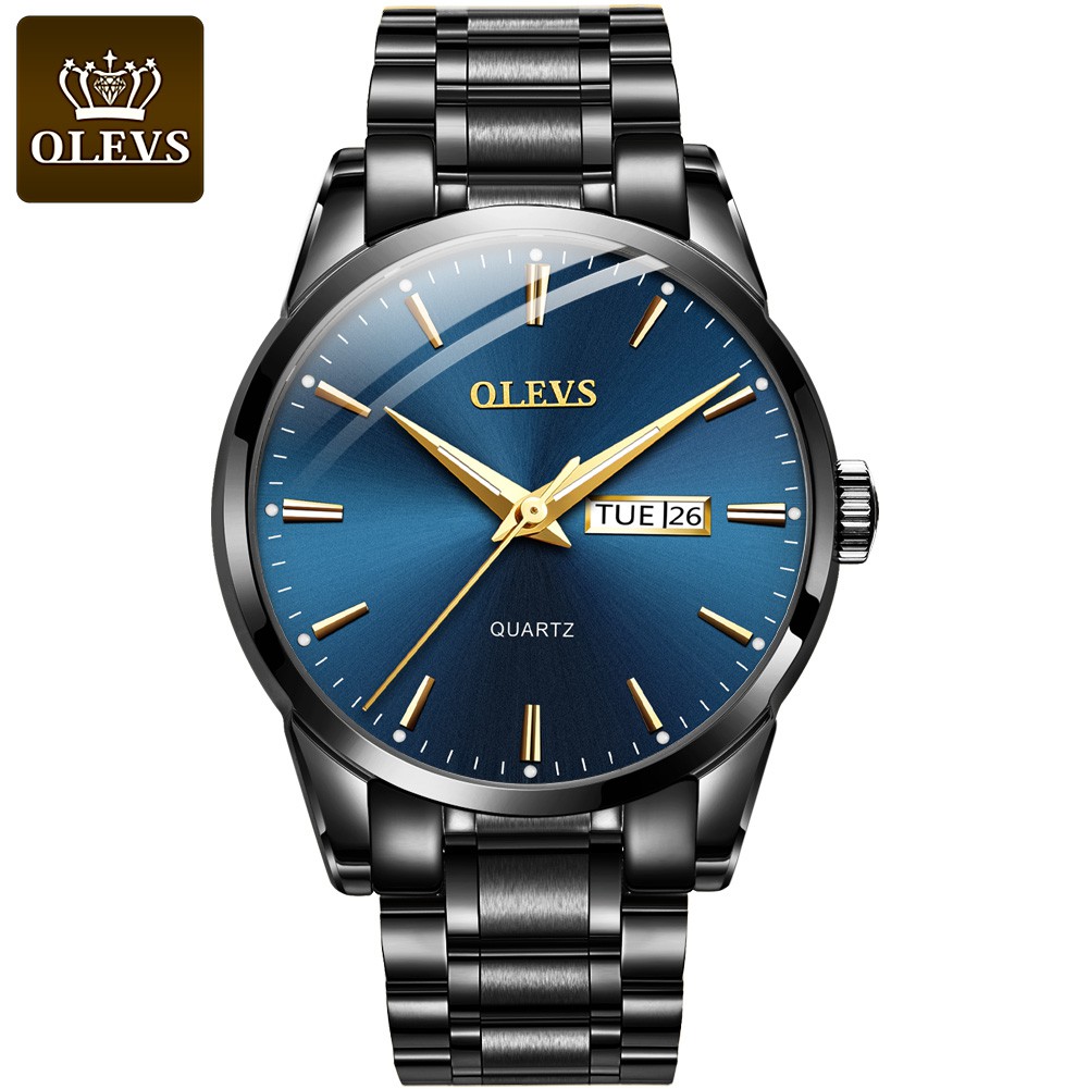 Olevs Jam Tangan Lelaki Men S Business Men S Analogue Watches Date Original Mens Watch Stainless Steel Men S Watches Luminous Quartz Analog Watch Men Waterproof Jam Tangan Rantai Besi Hitam Jam Lelaki Kalis Air Jam Tangan Budak Lelaki