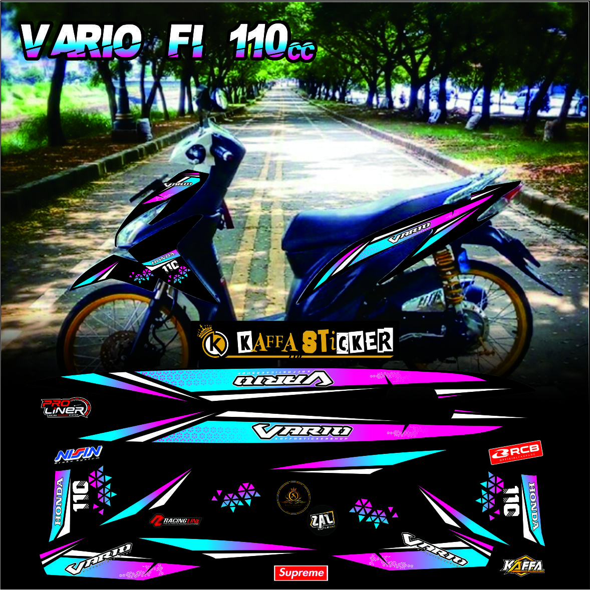 stiker motor striping Vario 110 Fi / F1 New Led aksesoris motor sticker ...