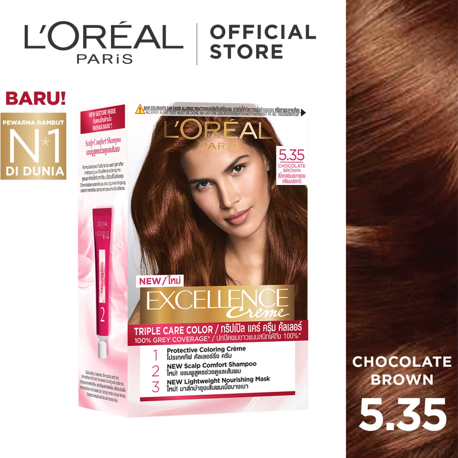 L Oreal Paris Excellence Creme Hair Color Cat Pewarna Rambut Permanen 5 35 Chocolate Brown Lazada Indonesia
