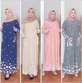 Gamis Zara Motif Bunga Gamis Bangkok Termurah Dan Terlaris Gamis Babyteri Gamis Jumbo Lazada Indonesia