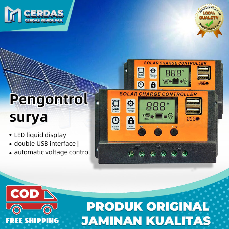 Controller Panel Surya 12V/24V Solar Charger Controller Otomatis 12V ...