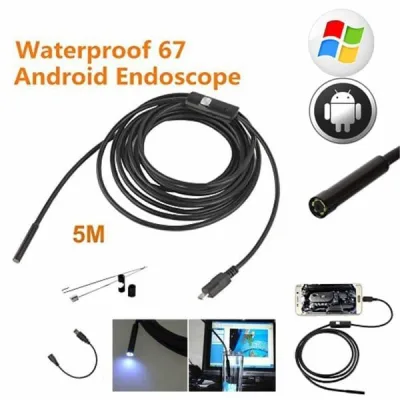 Kamera Endoscope Android Kabel 5M 7mm 6Led Waterproof IP67 Mini Camera 5 meter spy camera