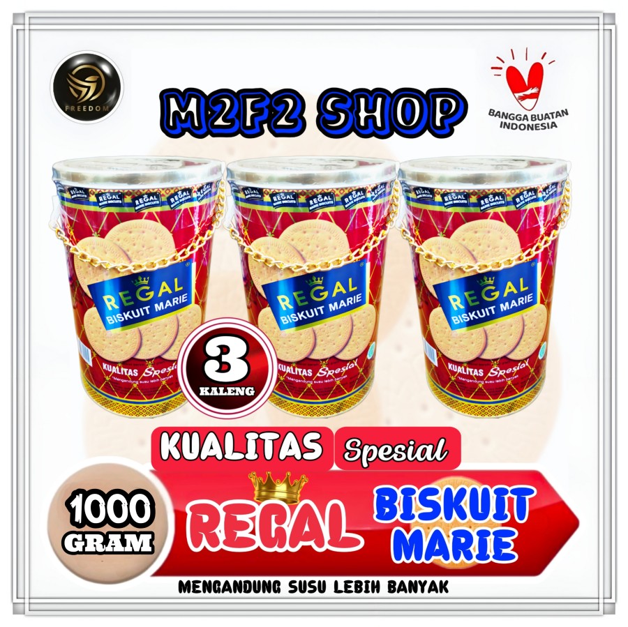 Biskuit Marie Regal Original Kaleng 1000 Gr 1 Kg Kemasan 3 Pcs