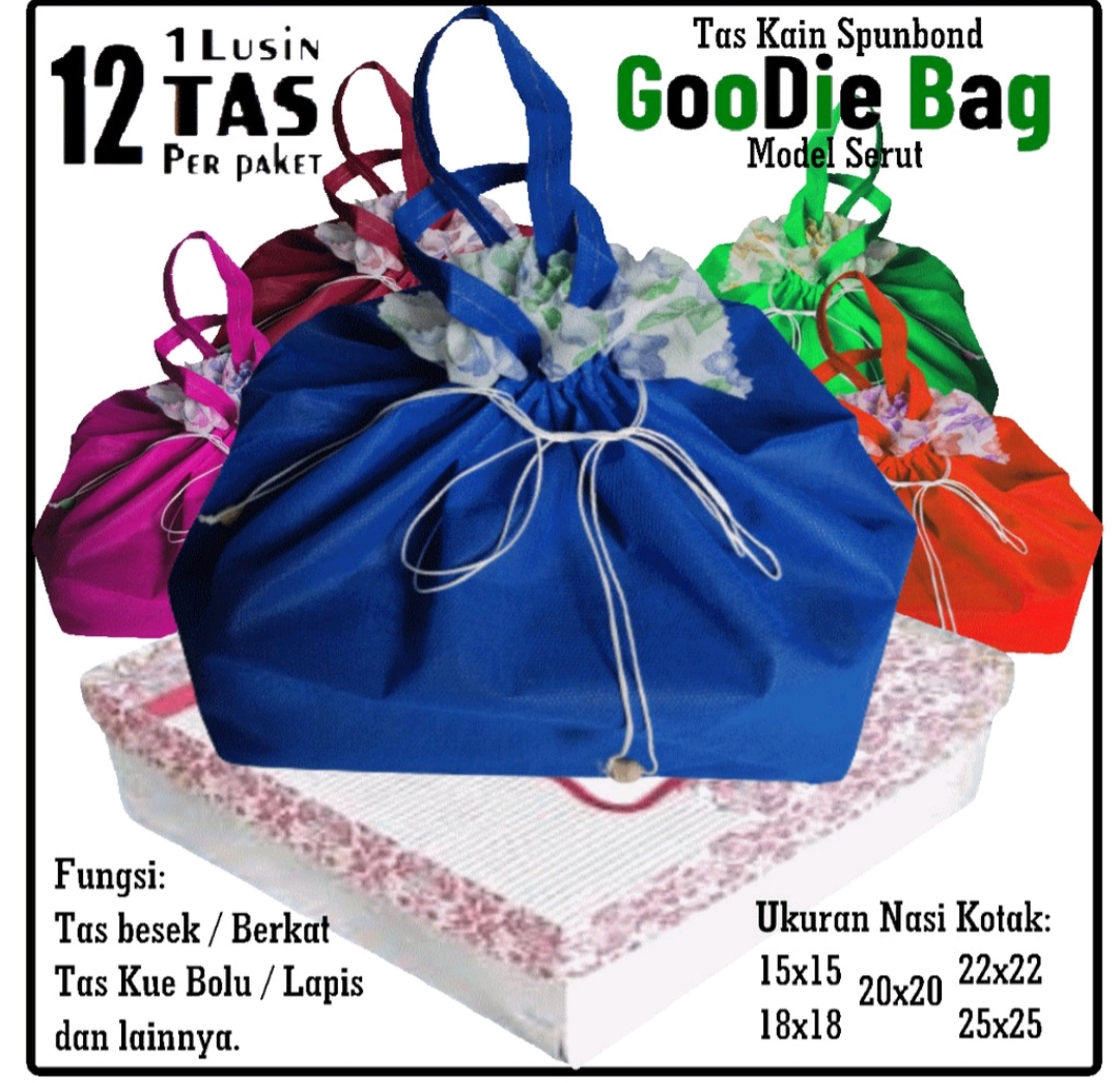 ZLT022-PROMO GOODIE BAG 1 Lusin isi 12pcs Tas Serut Kain Spunbond