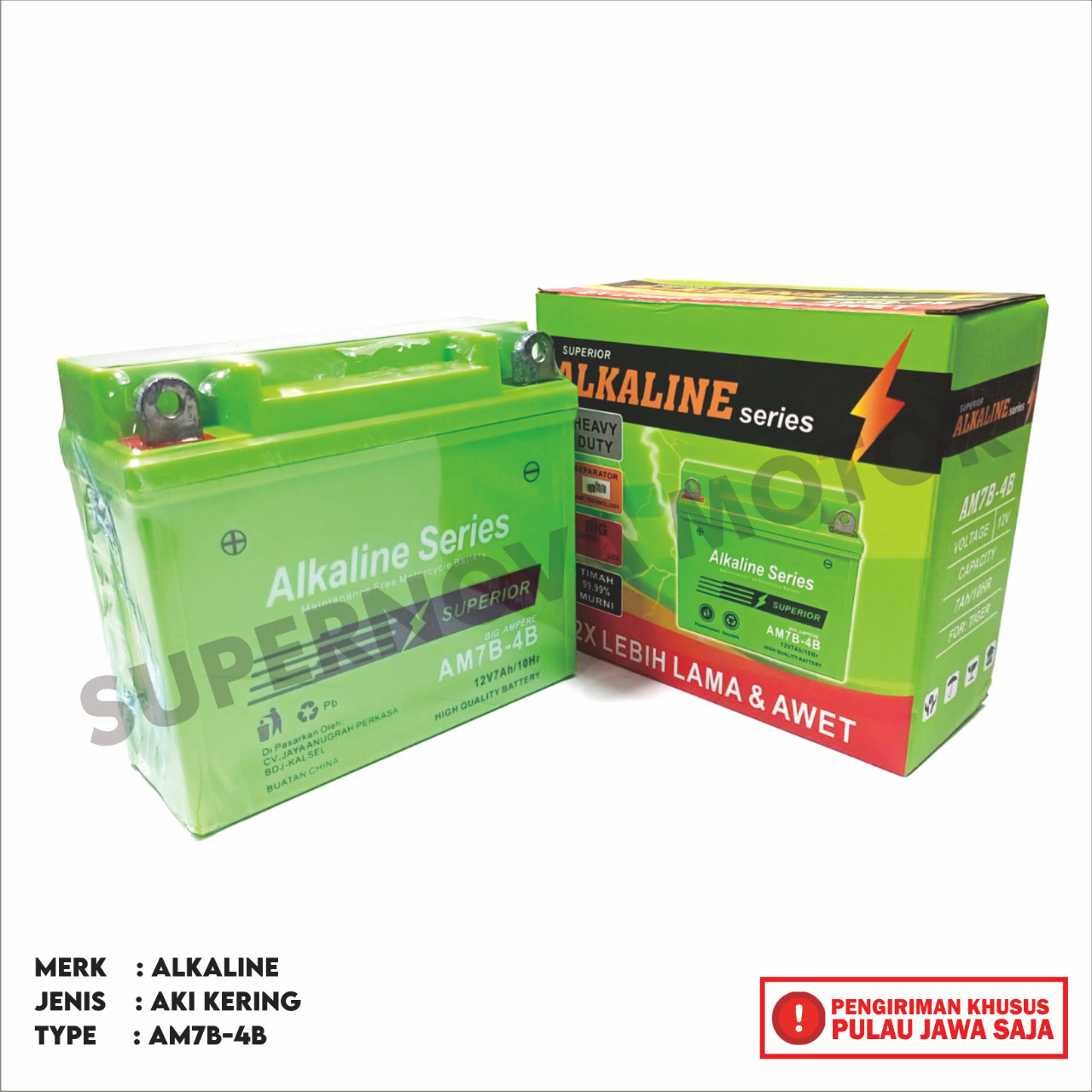 AKI KERING TIGER AKI MOTOR TIGER AM7B-4B 12V 7AH 10HR AKI ACCU BATTERY