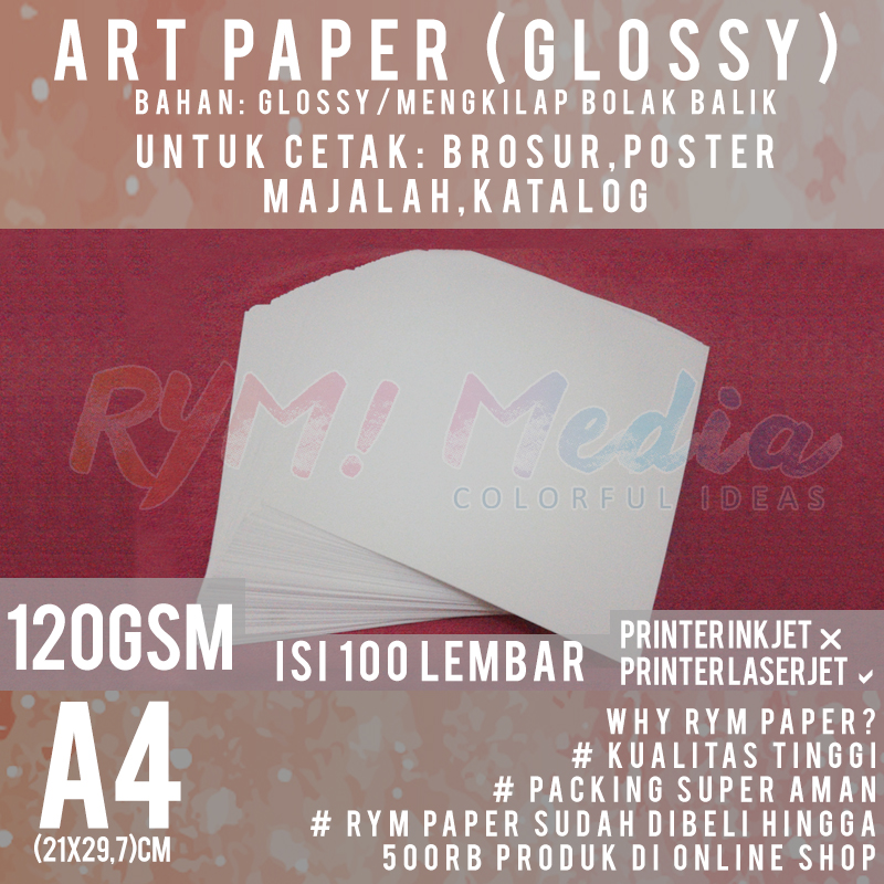 Art Paper 120 gsm A4 isi 100 Lembar / Kertas Bahan Brosur Mengkilap