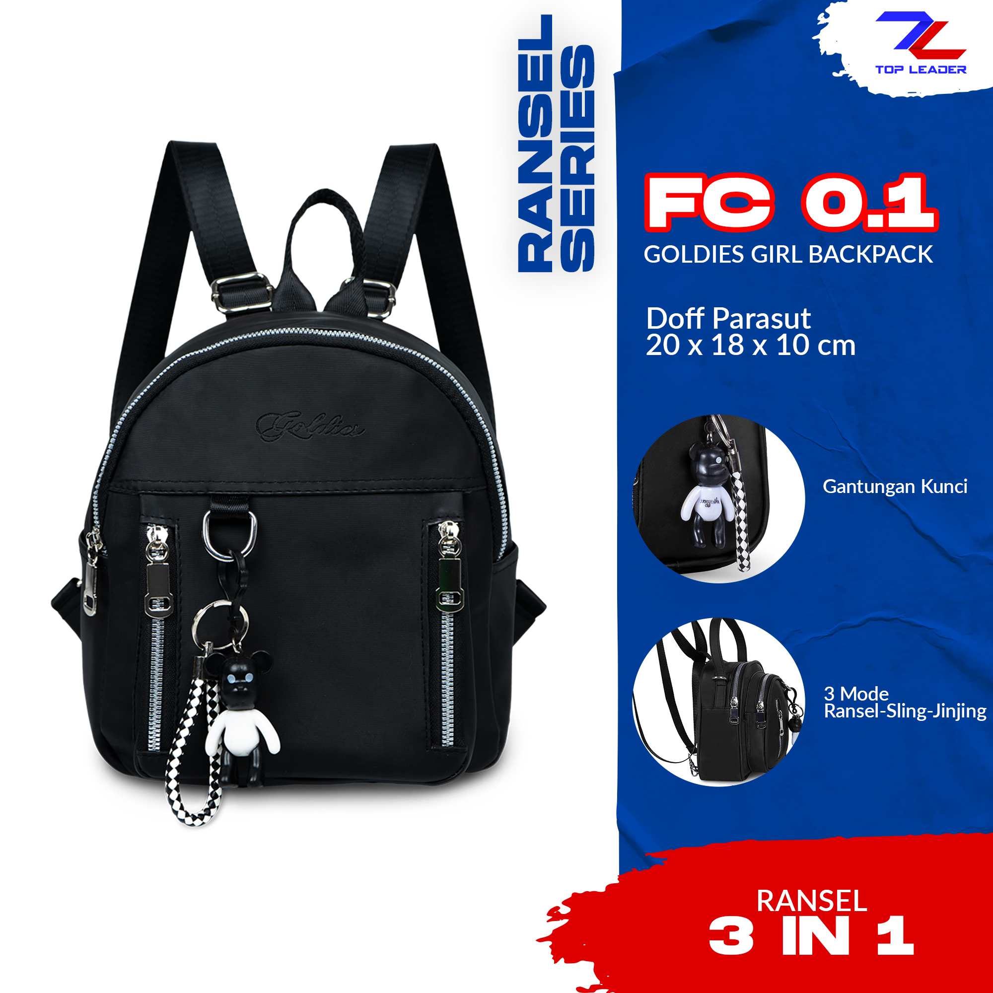 TOP LEADER store - Tas kuliah wanita style korea Ransel bahu