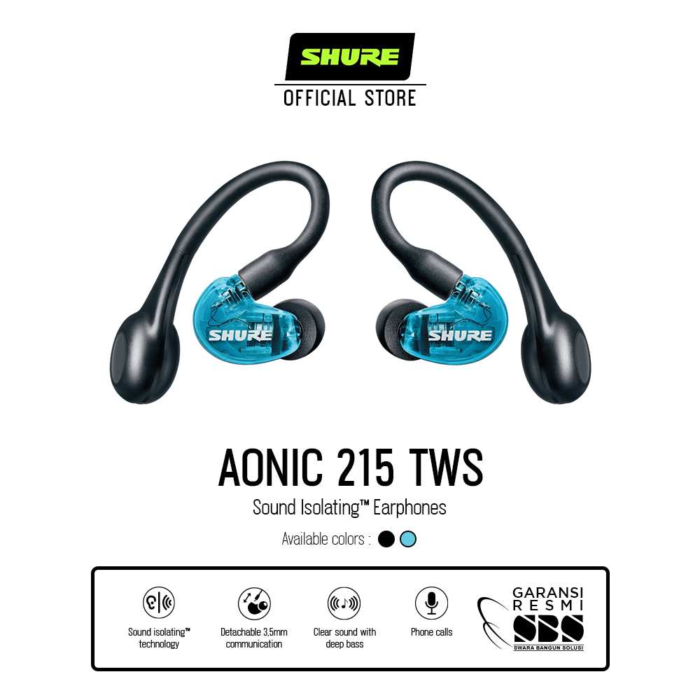 Shure Earphone SE21DYBL+TW2-A BLUE (AONIC 215 TWS) | Lazada Indonesia