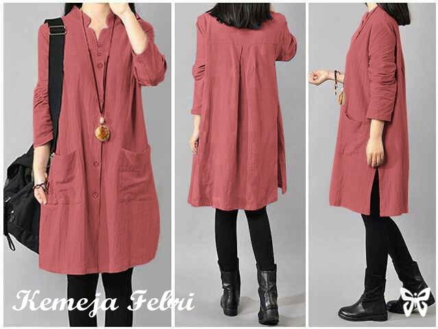 TUNIK MURAH / TUNIK FEBRI / ATASAN MUSLIMAH WANITA / LONG HEM WANITA - REAL PICT (BISA BAYAR DITEMPAT-COD)