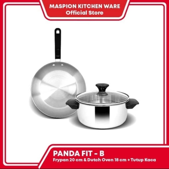 Maspion Panda Fit B Dutch Oven & Frypan Stainless Steel 18 Dan 20 Cm ...