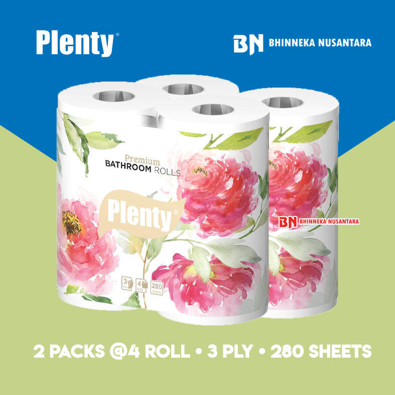 Plenty Bathroom Rolls Tissue Premium 4 In 1 [3 Ply/280 Sheet] Buy 1