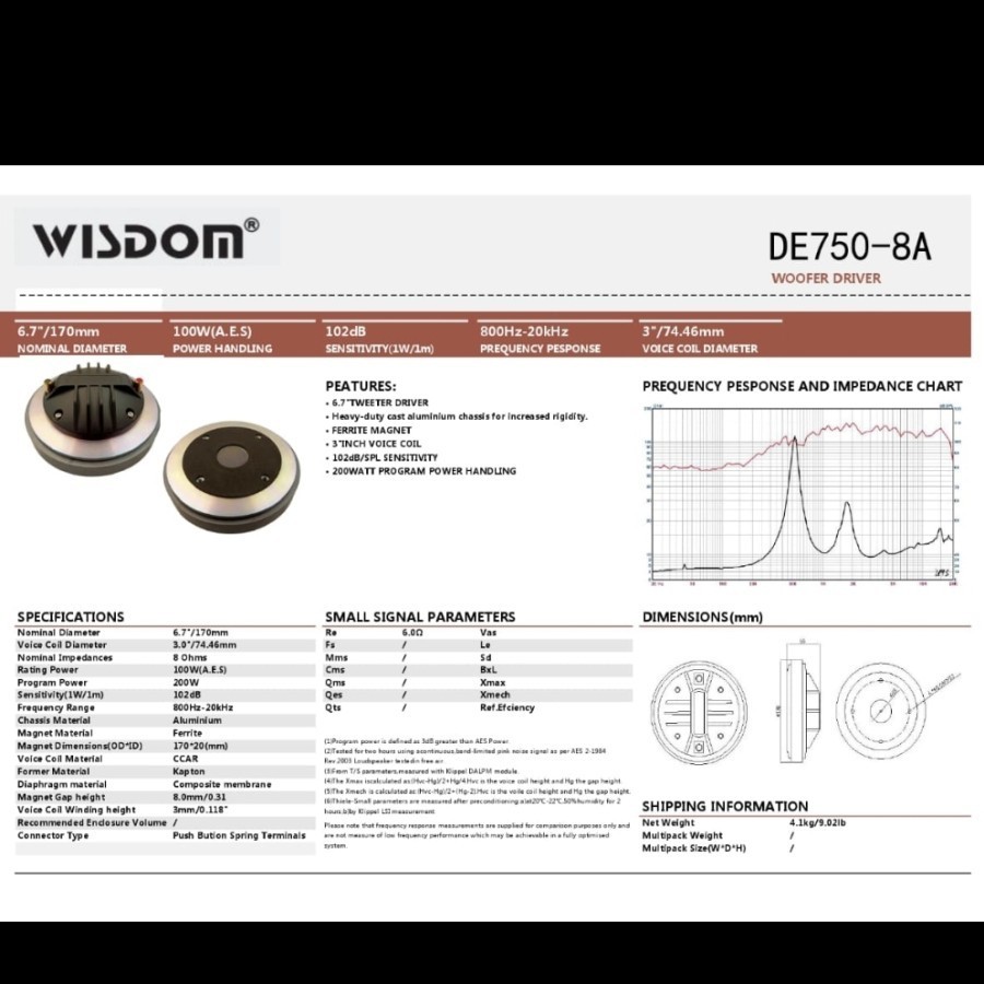 Wisdom Tweeter Driver woofer tweeter wisdom DE 750-8a original | Lazada Indonesia