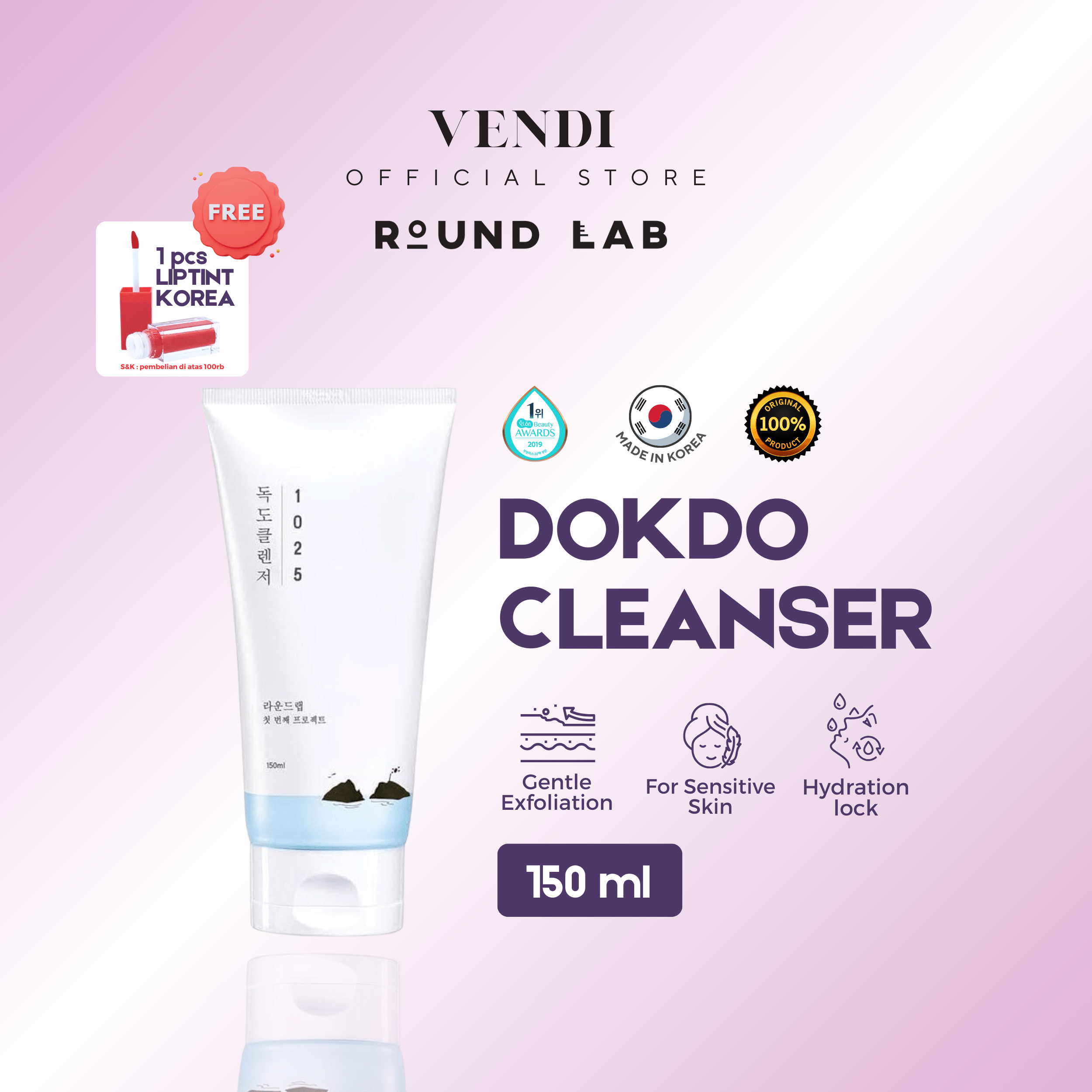 [ ORIGINAL 100 ] ROUND LAB 1025 Dokdo Cleanser Pencuci Muka Facial