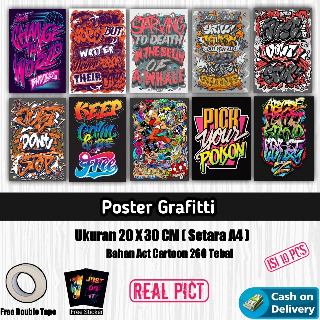 Poster Dinding Grafitti - Ukuran 20x30 Cm - Bahan Kertas Art Cartoon 