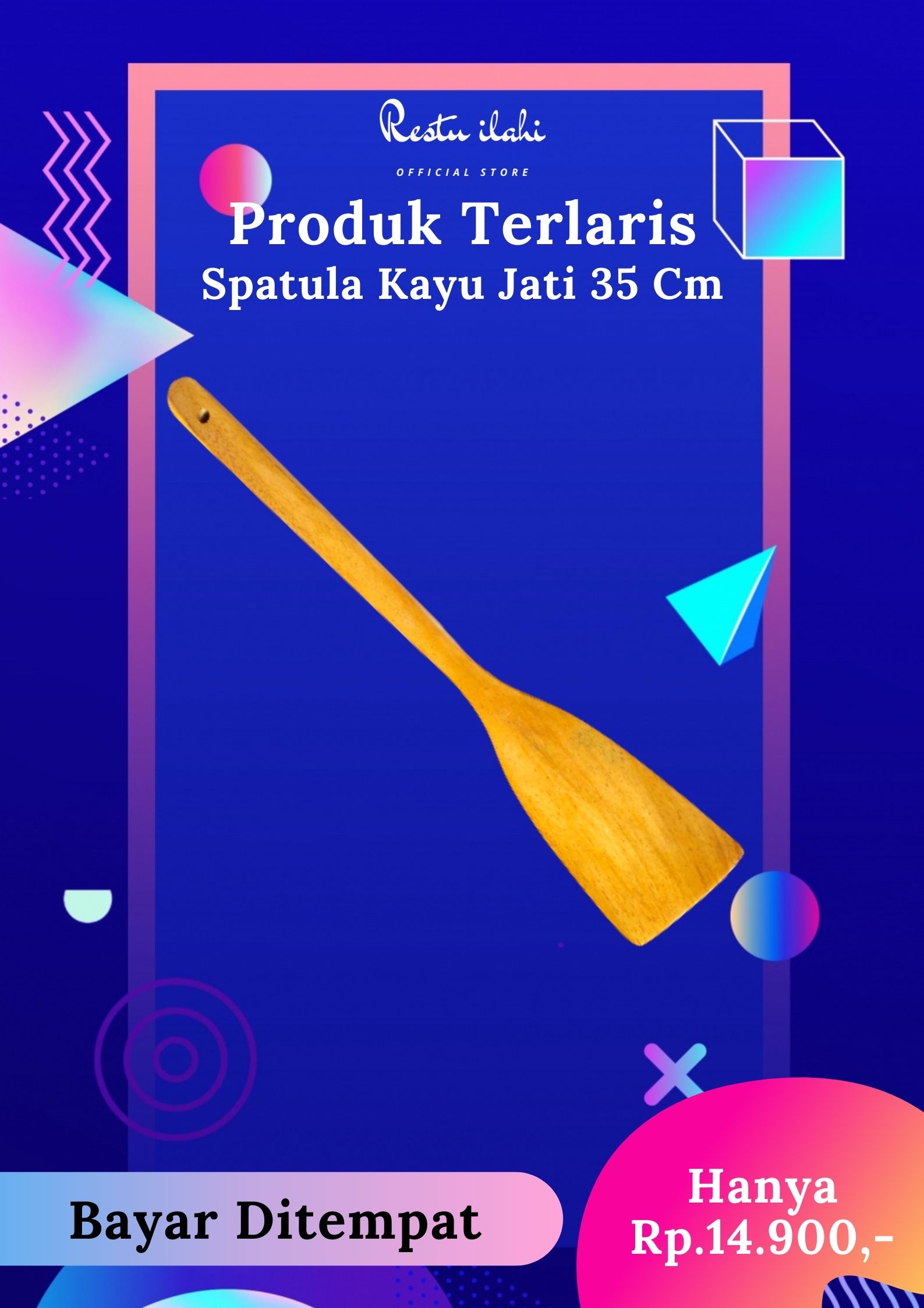 Spatula Kayu Jati Sonokeling Tradisional Nusantara 35 Cm Restu ilahi