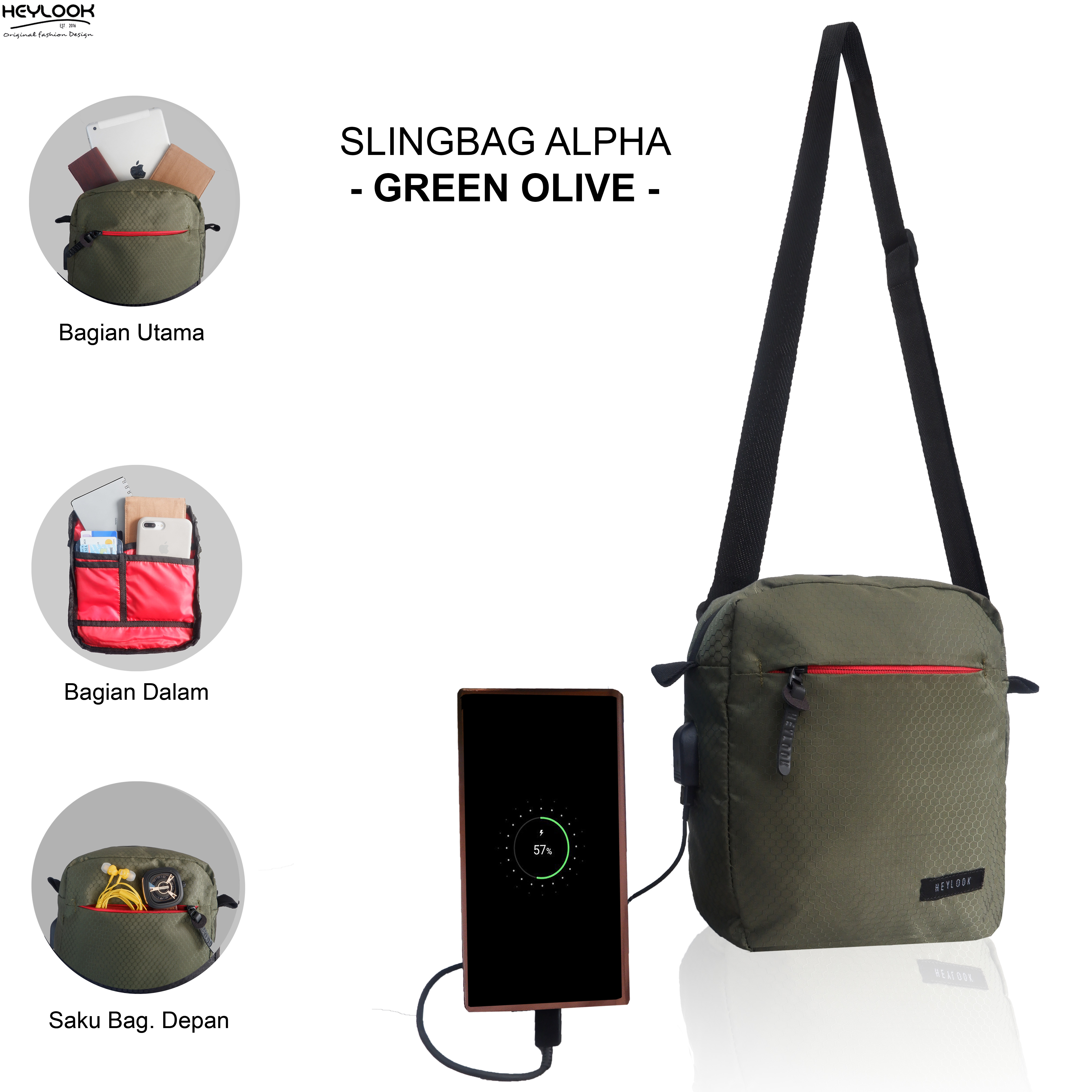 (BISA COD) Tas Selempang Pria Wanita - Slempang Alpha - Waistbag Waistpack Outdoor Waterproof Anti Air - Tas Pinggang - Tas Travel Olahraga - Tas Fashion Bahu - Slingbag USB Murah - Tas Model Eiger Consina Bodypack Fila_Torch Visval Adidas_Nike_Ungsira