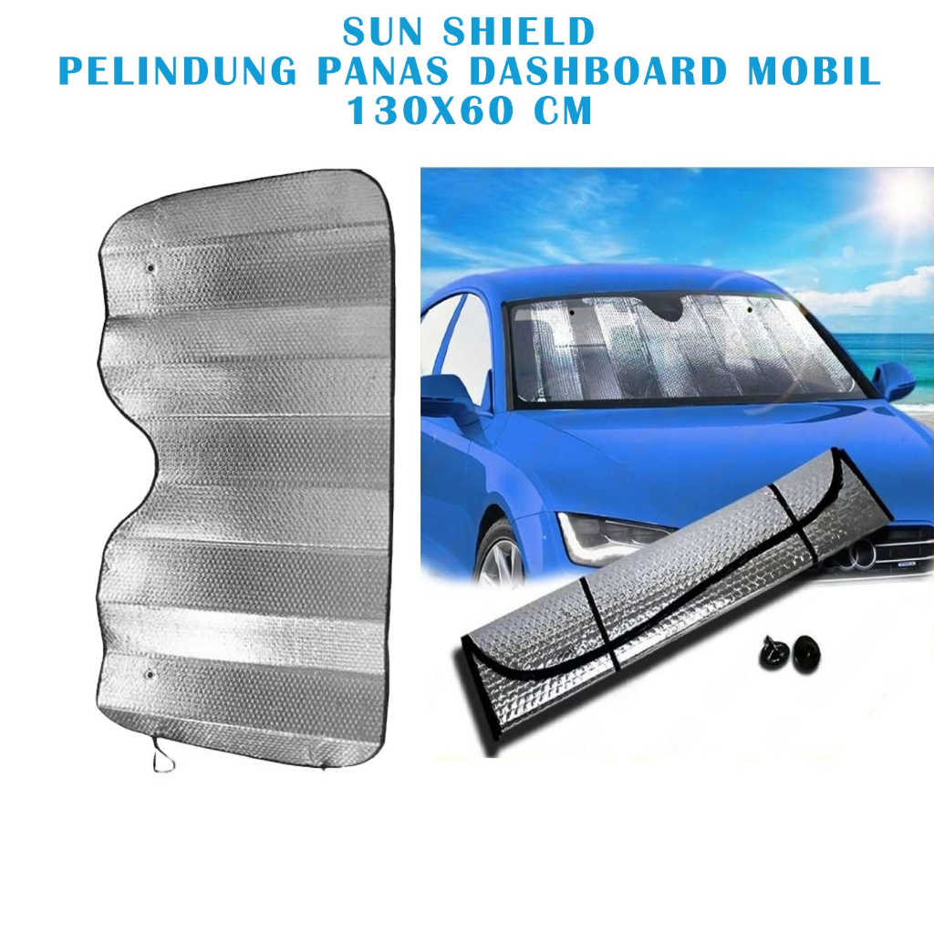 Sun Shield Pelindung Panas Dashboard Kaca Mobil 130X60 CM Lazada