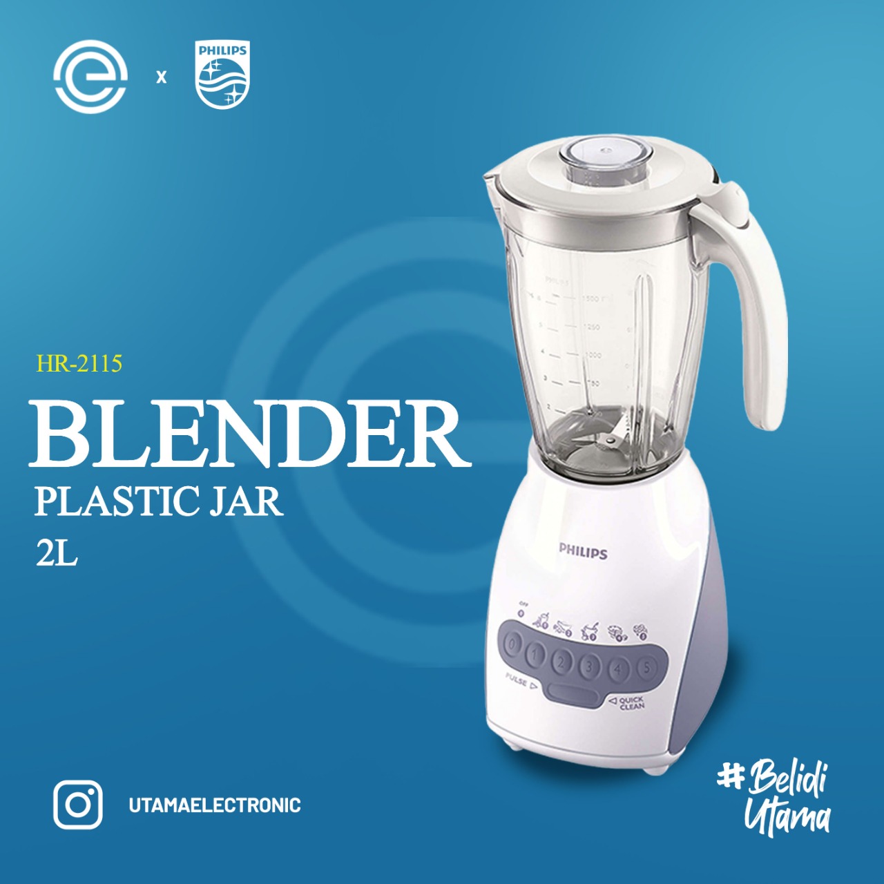 PHILIPS Blender Plastik 2 Liter HR2115 Putih Lazada Indonesia