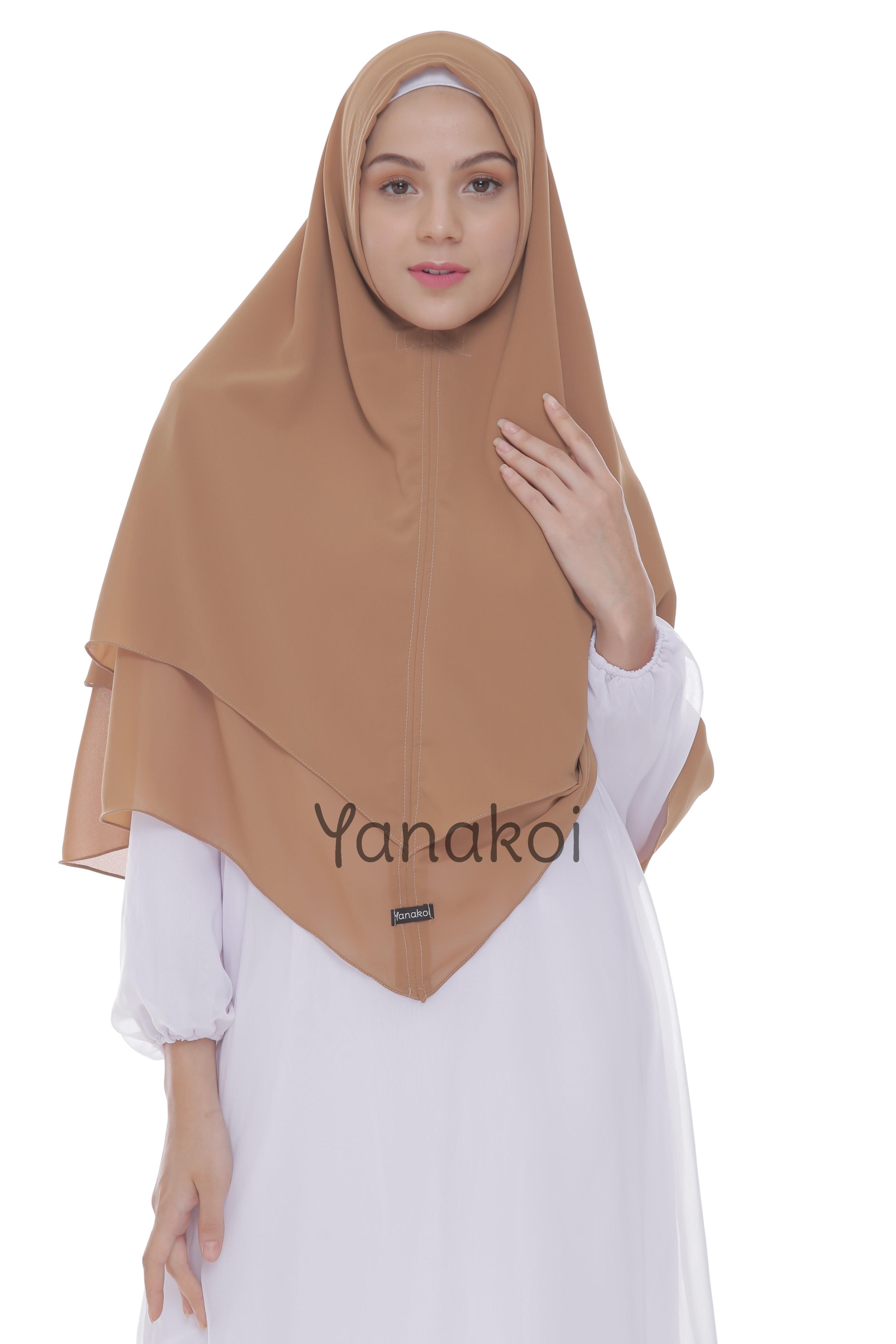 Yanakoi Hijab - Jilbab Khimar Syafa Tanpa Pet Warna Mocca