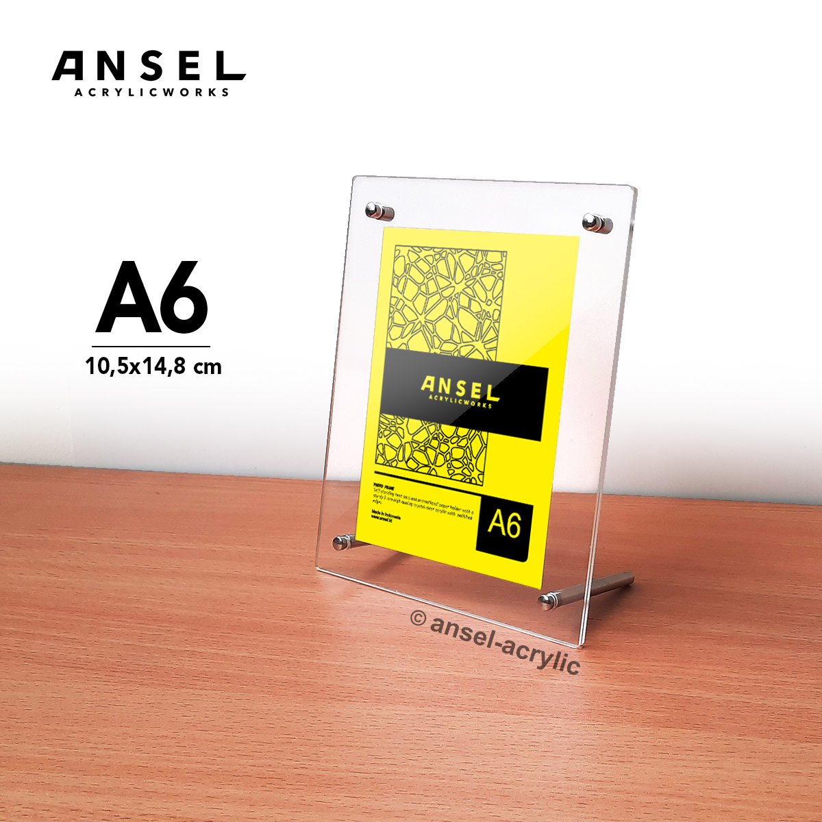 Ansel Bingkai Foto Akrilik Meja Acrylic Photo Frame Table Top A6