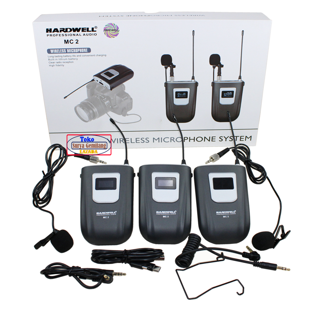 Mic Wireless Hardwell MC2 Mikropon Youtuber Mic Camera Microphone HP