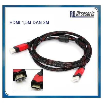 RGAKSESORISHP Kabel HDMI male to Male serat jaring / HDMI to HDMI 1.5 M / 3 M gold plate