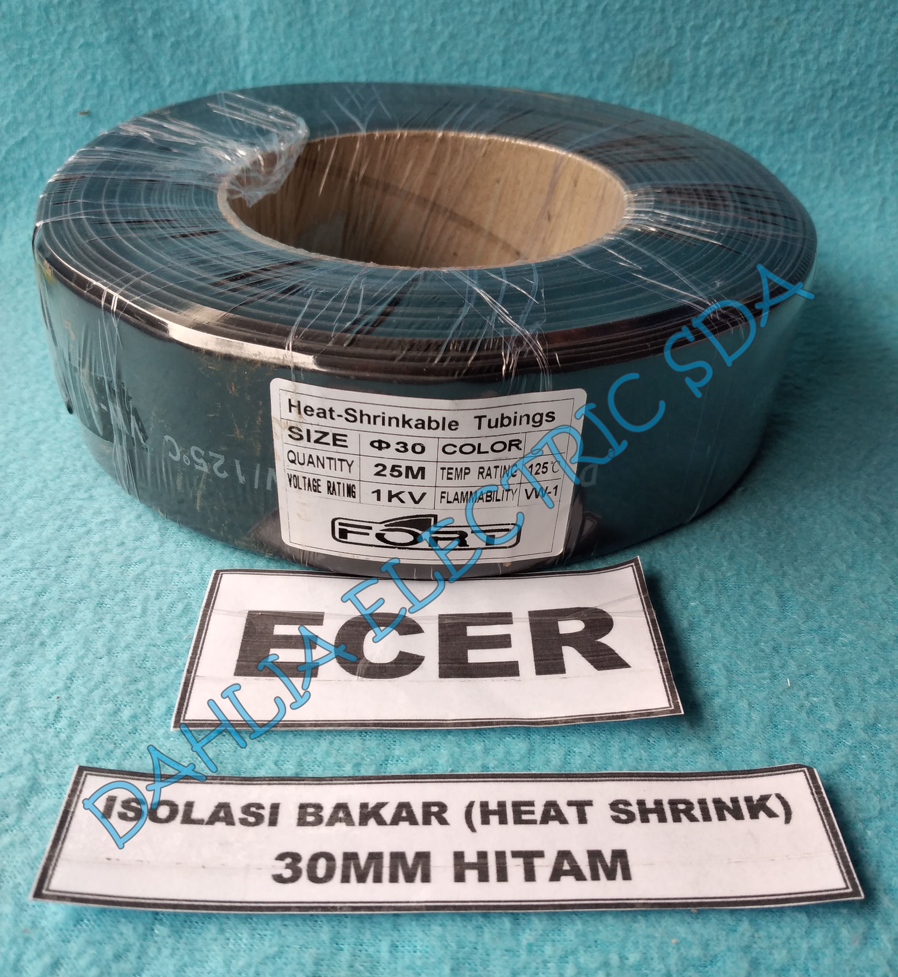 ISOLASI BAKAR ( HEAT SHRINK ) 30MM HITAM ECERAN (HARGA PER METER ...