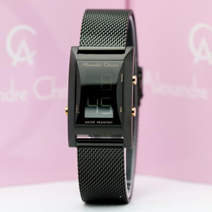 PROMO JAM TANGAN KASUAL ALEXANDRE RANTAI PERSEGI ORIGINAL WANITA CEWEK PEREMPUAN ALEXANDRE CHRISTIE KOTAK RANTAI PASIR DIGITAL ORIGINAL HARI TANGGAL LAMPU ALARM STOPWATCH WATER RESISTANT TERBARU TERLARIS TERMURAH ALEXANDRE CHRISTIE ORI AC 9225 HITAM MURAH