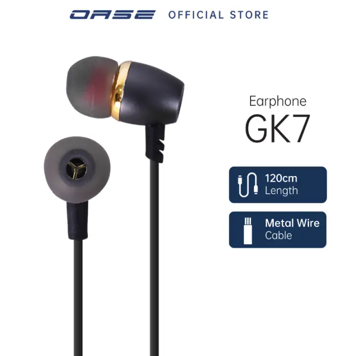 Headset Oase Gk7 Metal Wire Controlled Universal Jack 3 5mm Earphone In Ear Oppo Oase Gk7 Original Garansi Resmi Lazada Indonesia