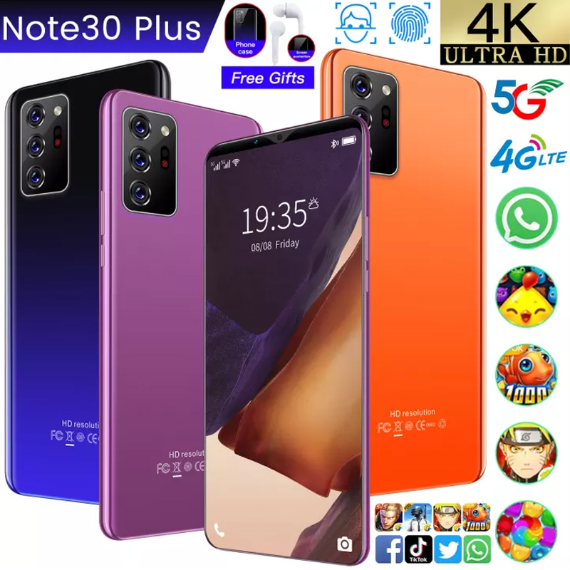 【COD】hp Murah Note30 Plus 5G handphone Murah 12GB+512GB 6.1-inch large screen smartphone has a large capacity Low price and high cost performance mobile phone 13MP+24MP camera 4800mAh face unlock Android 10.0 system